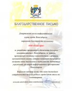 Благодарность департамента связи и информатизации мэрии города Новосибирска за разработку ПО